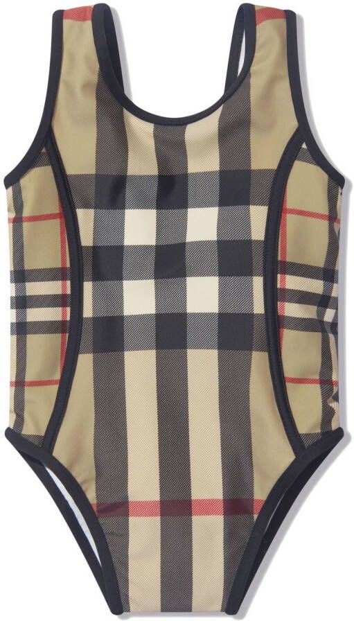 Burberry Kids Geruit badpak Bruin