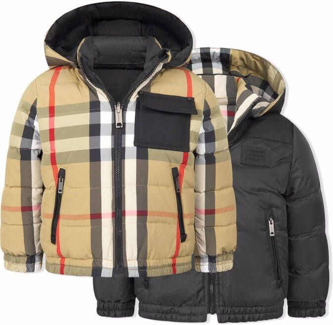 Burberry Kids Geruit donsjack Beige