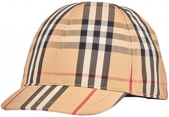 Burberry Kids Geruite honkbalpet Bruin