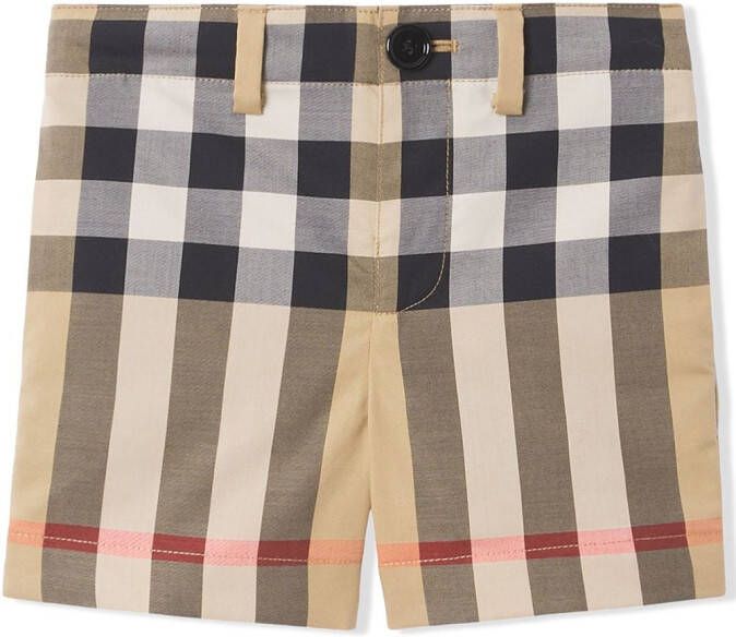 Burberry Kids Geruite shorts Bruin