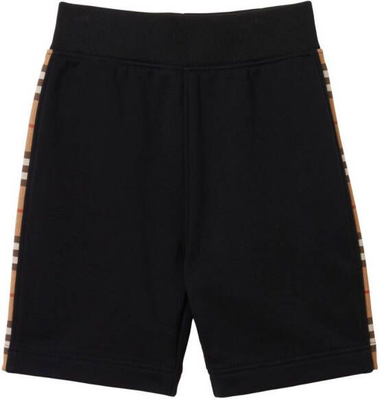 Burberry Kids Geruite shorts Zwart