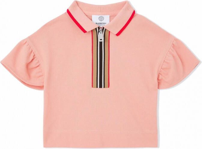Burberry Kids Poloshirt met rits Roze
