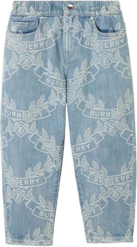 Burberry Kids Jeans met logoprint Blauw