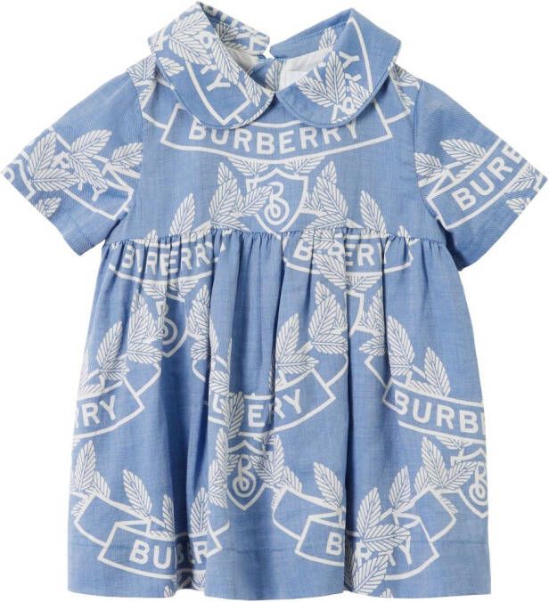 Burberry Kids Katoenen jurk Blauw