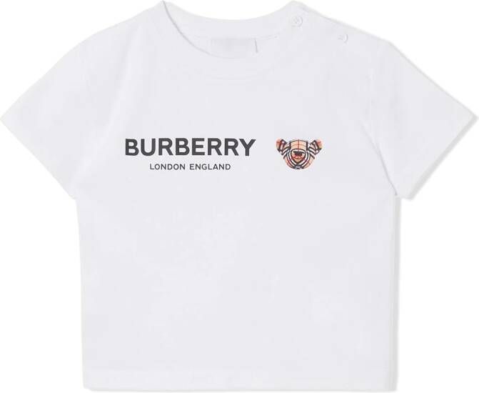 Burberry Kids Katoenen T-shirt Wit
