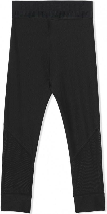 Burberry Kids Legging met logo tailleband Zwart