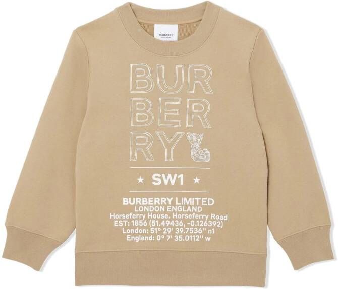 Burberry Kids Sweater met logoprint Beige