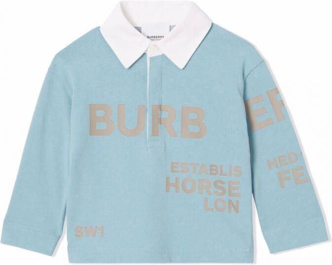 Burberry Kids Poloshirt met Horseferry patroon Blauw