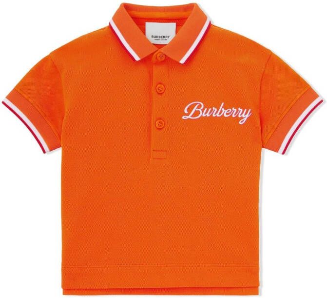 Burberry Kids Poloshirt met logoprint Oranje