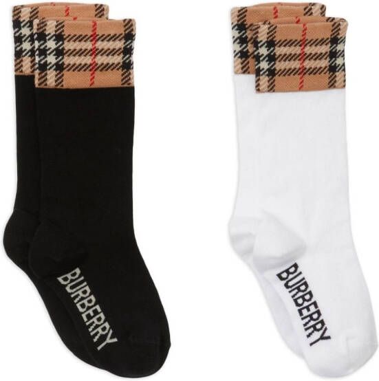 Burberry Kids Twee paar sokken met Vintage check vlak Veelkleurig