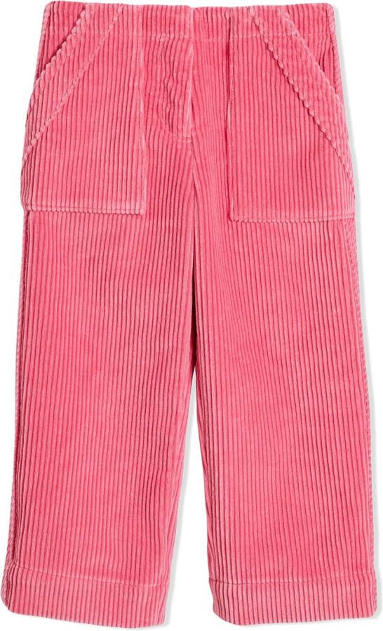 Burberry Kids Ribfluwelen Pantalon met wijde pijpen Roze