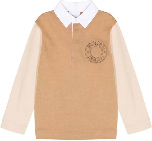 Burberry Kids Shirt met geborduurd logo Bruin