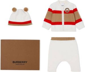 Burberry Kids striped-knit three-piece gift set Wit
