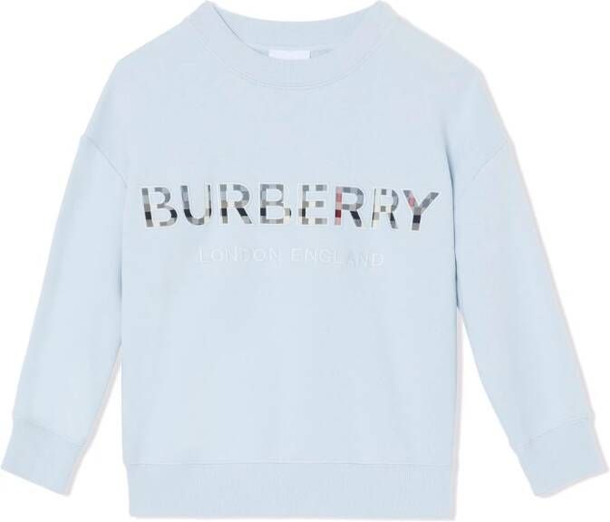 Burberry Kids Sweater met geborduurd logo Blauw