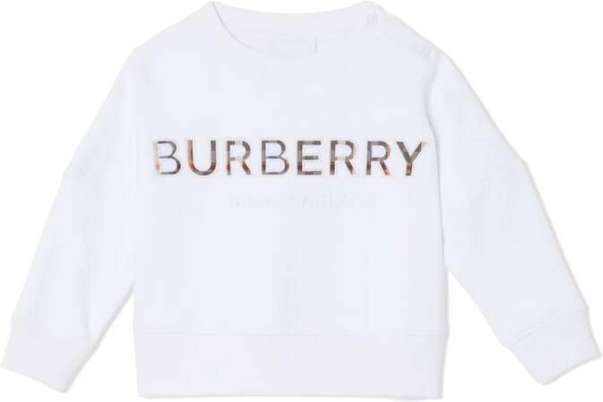 Burberry Kids Sweater met geborduurd logo Wit
