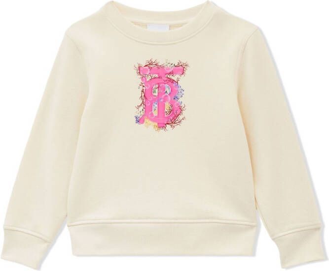 Burberry Kids Sweater met logoprint Beige