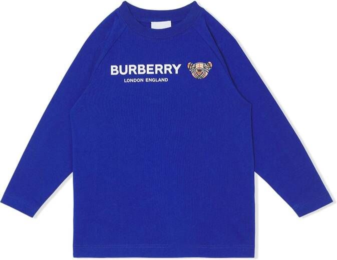 Burberry Kids T-shirt met beerprint Blauw