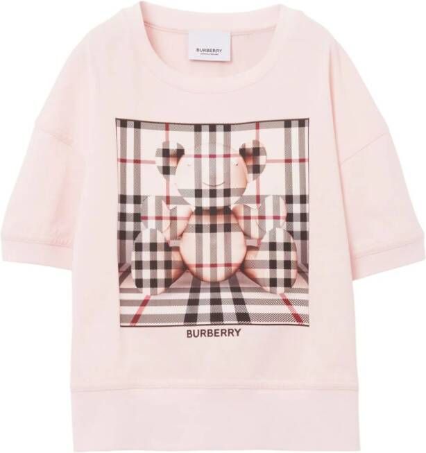 Burberry Kids T-shirt met beerprint Roze