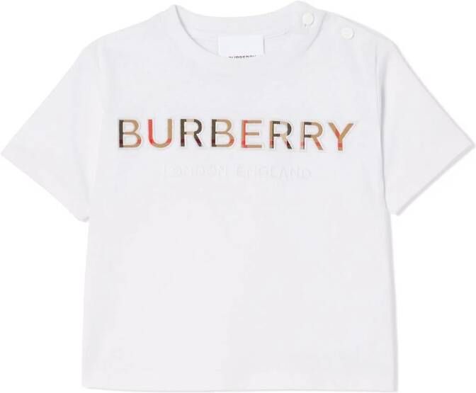 Burberry Kids T-shirt met geborduurd logo Wit