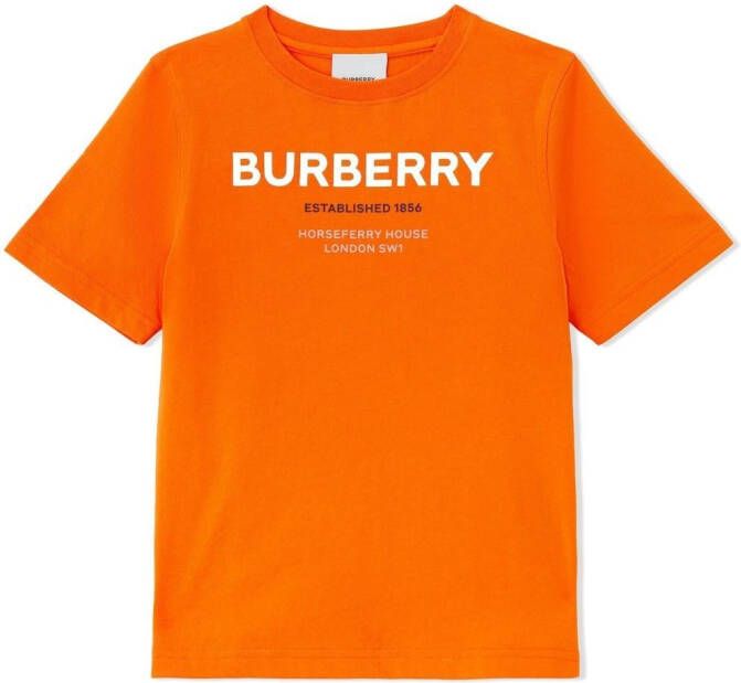 Burberry Kids T-shirt met Horseferry-print Oranje
