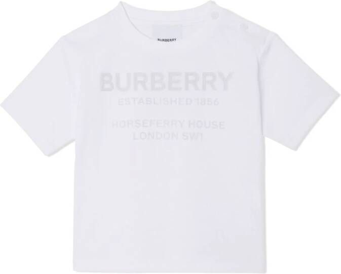 Burberry Kids T-shirt met Horseferry print Wit