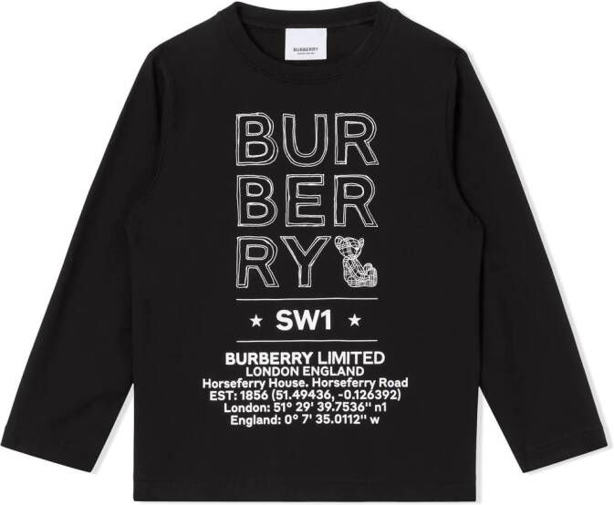 Burberry Kids T-shirt met Horseferry print Zwart