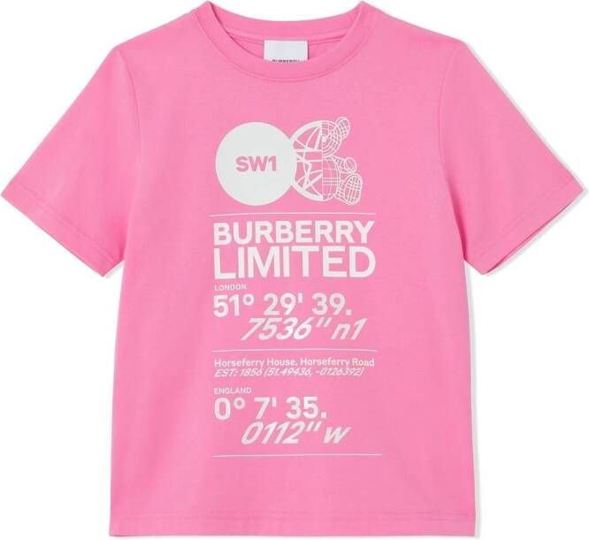 Burberry Kids T-shirt met logoprint Roze