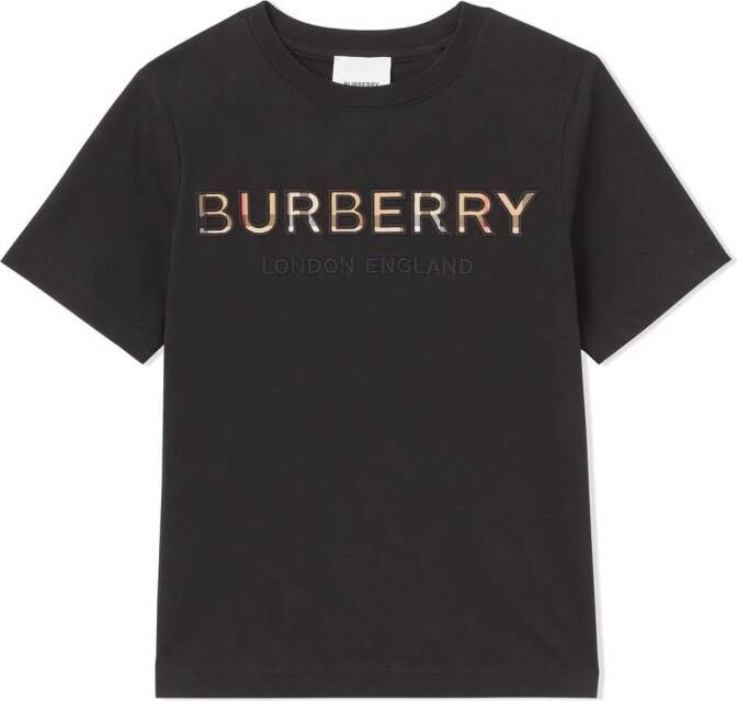 Burberry Kids T-shirt met logoprint Zwart