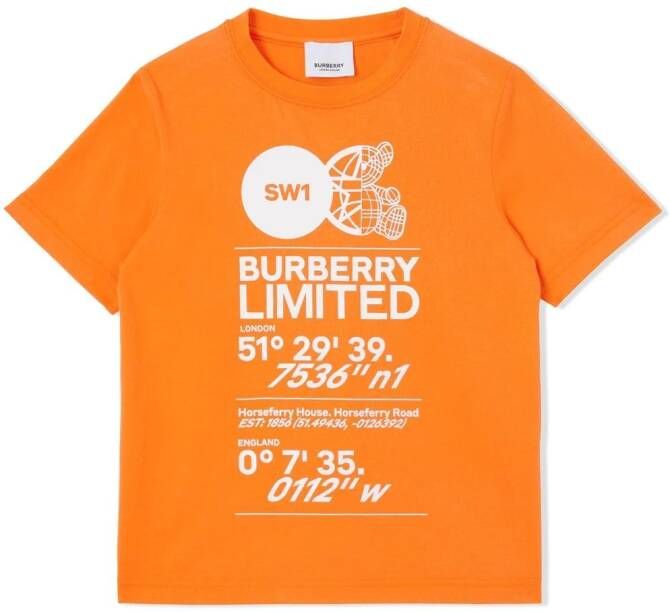 Burberry Kids T-shirt met print Oranje