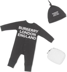 Burberry Kids Tweedelige babyset met logoprint Zwart
