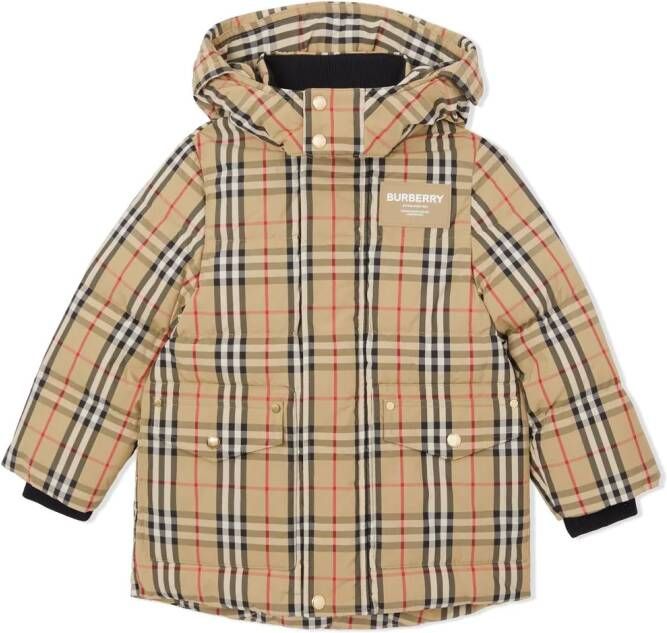 Burberry Kids Donsjack met capuchon Beige
