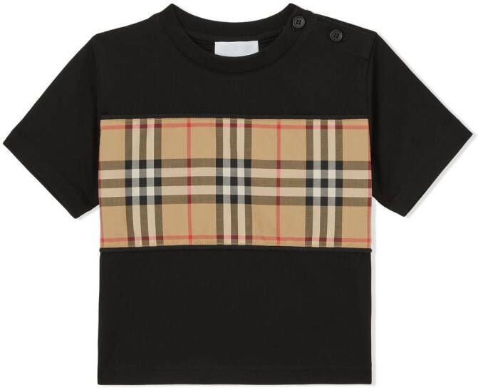 Burberry Kids T-shirt met Vintage Check vlakken Zwart
