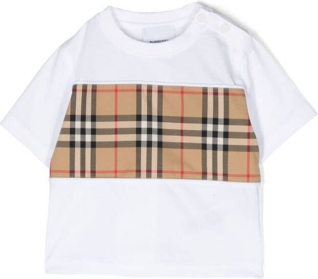 Burberry Kids T-shirt met Vintage Check Wit