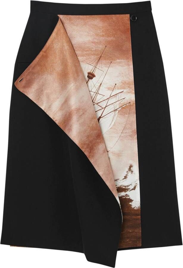 Burberry Kokerrok met vlak van zijde Zwart