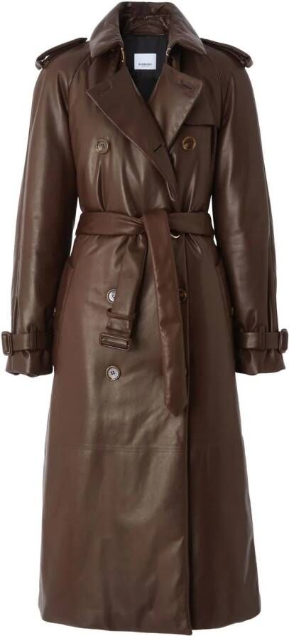 Burberry Leren trenchcoat Bruin