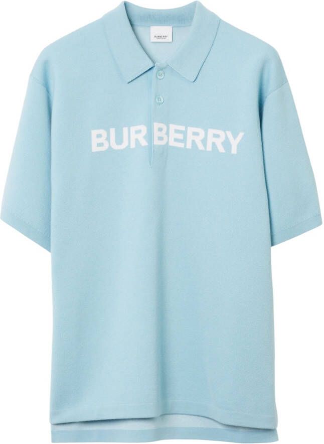 Burberry Poloshirt met logoprint Blauw