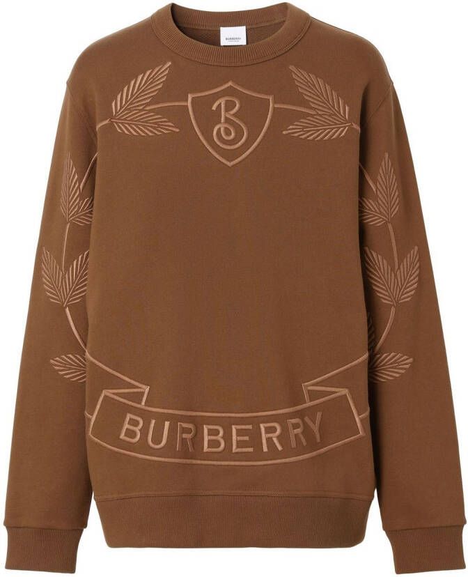 Burberry Sweater met geborduurd logo Bruin