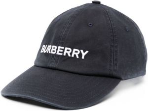 Burberry logo-embroidered distressed baseball cap Blauw