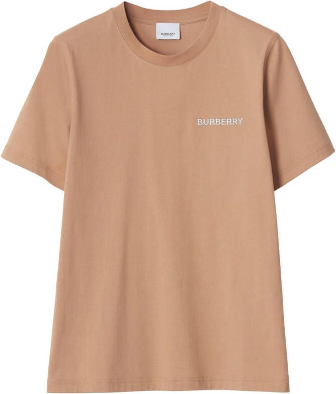 Burberry T-shirt met geborduurd logo Bruin