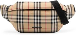 Burberry logo-patch checked belt bag Beige