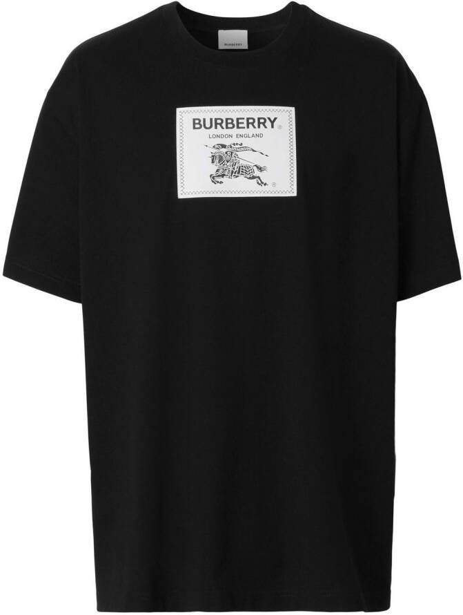 Burberry T-shirt met logopatch Zwart