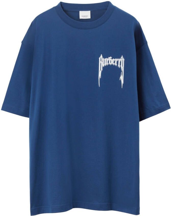 Burberry T-shirt met logoprint Blauw