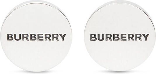 Burberry Manchetknopen met gegraveerd logo Zilver