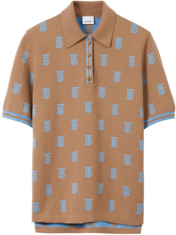 Burberry Poloshirt met monogram Bruin