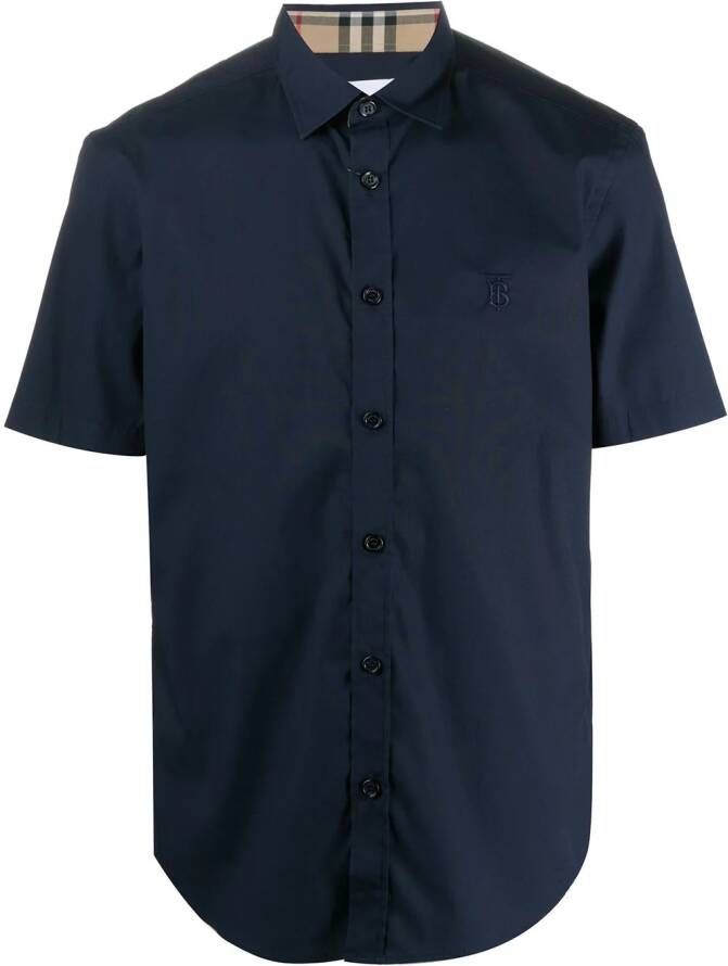 Burberry Overhemd met geborduurd monogram Blauw