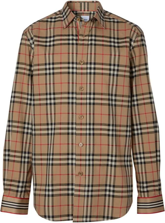 Burberry Overhemd met vintage ruit Beige