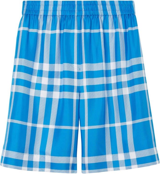 Burberry Geruite shorts Blauw