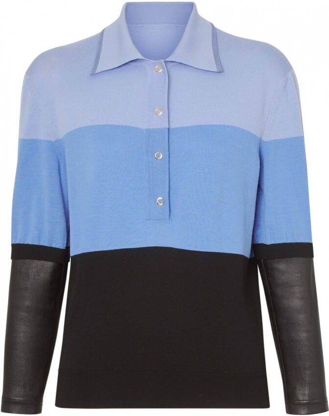 Burberry Polo shirt met detail van leer Blauw