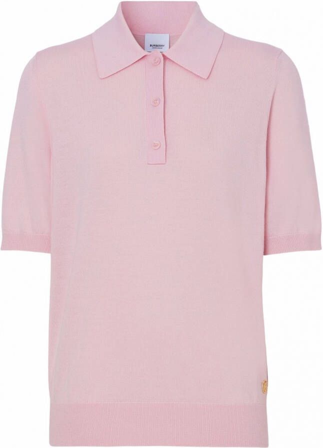 Burberry Poloshirt met geborduurd logo Roze