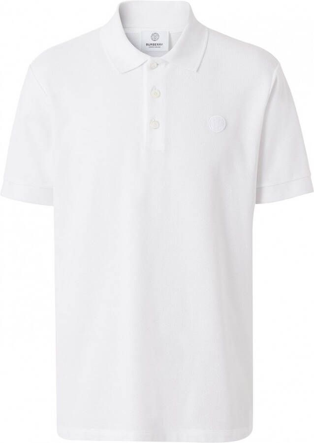 Burberry Poloshirt met geborduurd monogram Wit